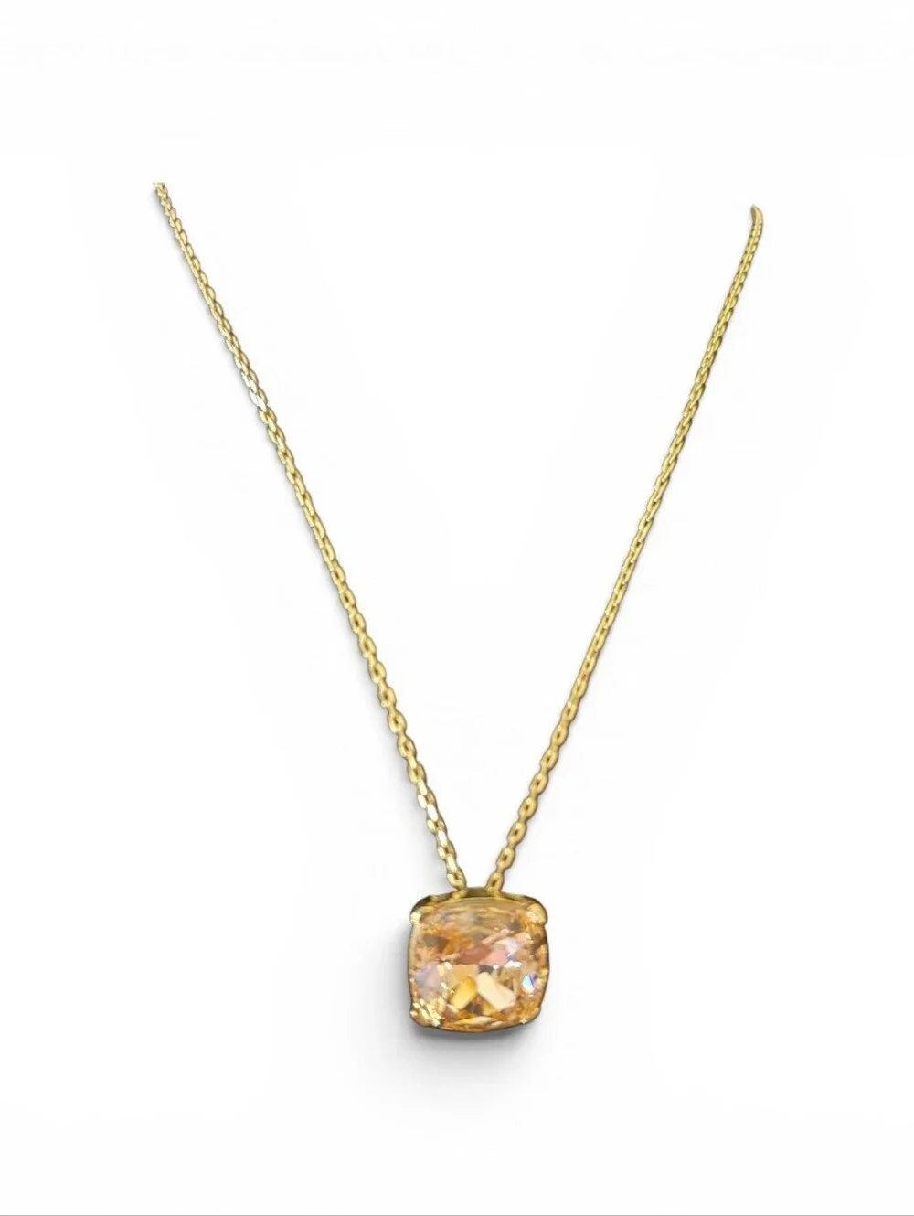 Goldtone Chain Necklace and Stud Earrings Set with Champagne Crystals